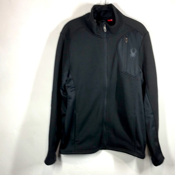 Spyder black zip up black jacket size medium